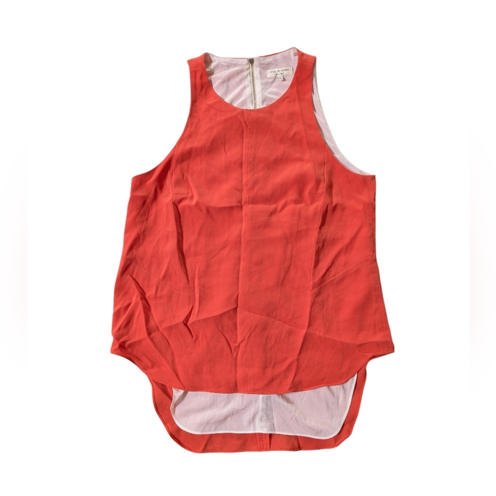 Rag & Bone Orange Sleeveless High-Low Tank Top Shirt
